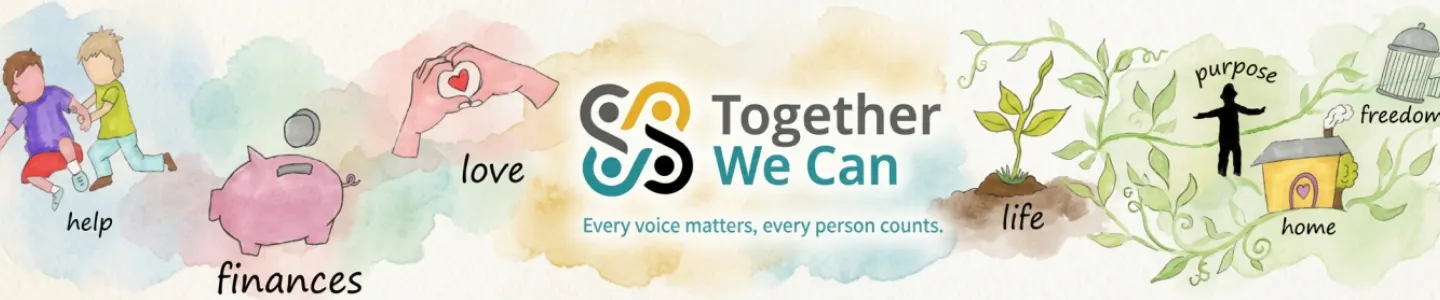 Cartoon image representing 7 keys to citizenship around Together We Can Forum logo