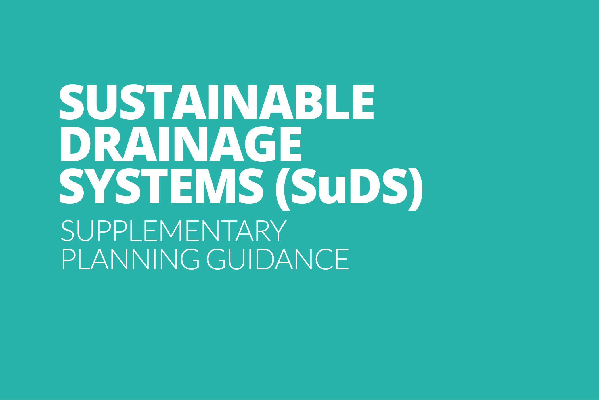 Sustainable Drainage System Text in an graphic