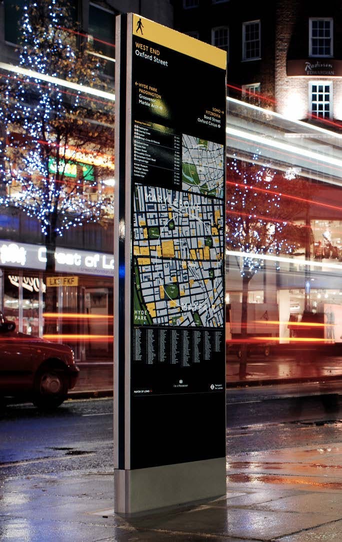 Legible London signs could be used to direct visitors to Brick Lane and public transport links