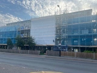 Hallam Court_Erected Scaffold_Front Elevation_Aug23