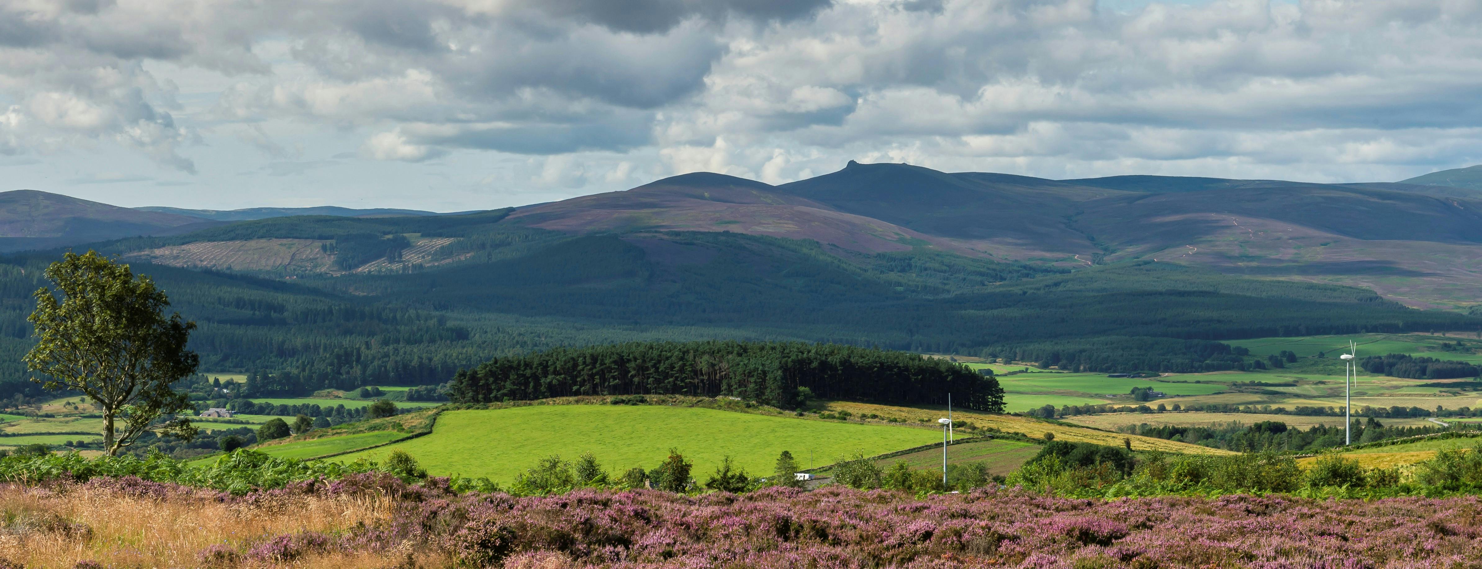 View of countryside and Clachnaben