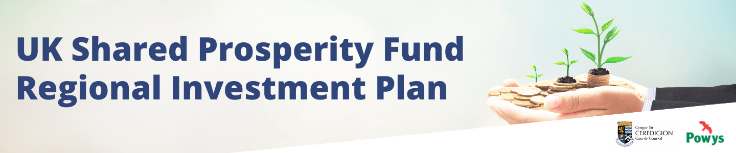 Image of a hand holding money with the text "UK Shared Prosperity Fund Regional Investment Plan" in bold