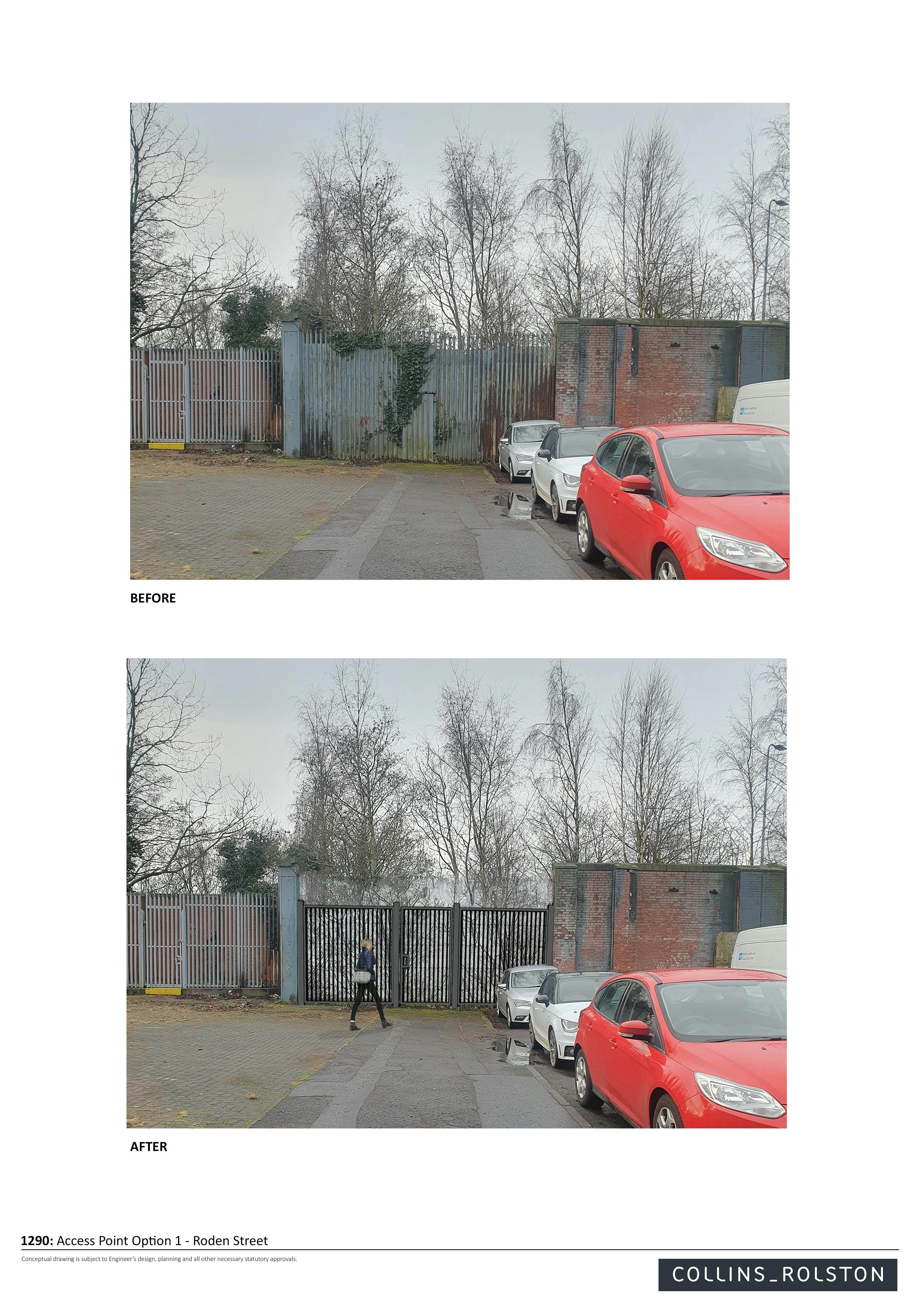 Access gate - option 1 (Roden Street)