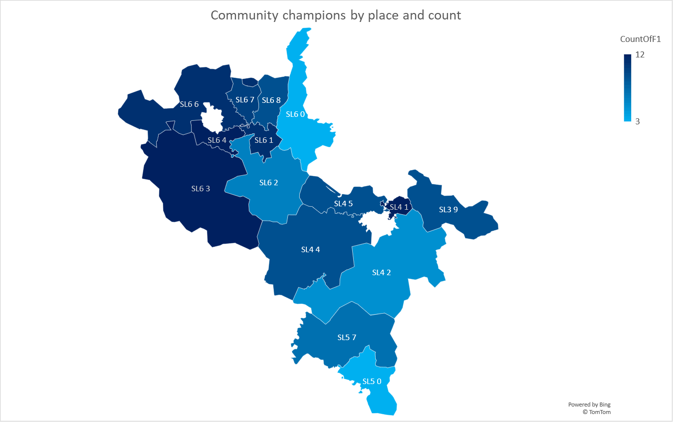 A map of where our Champions are based across the Borough