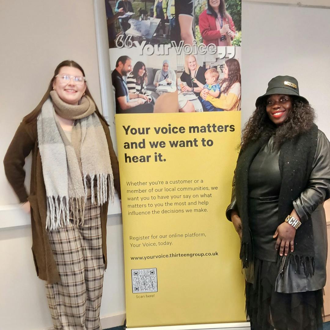 Third Place Winner Susan from Purple Rose CIC (right) and Thirteen's Community Connector Jess (left)