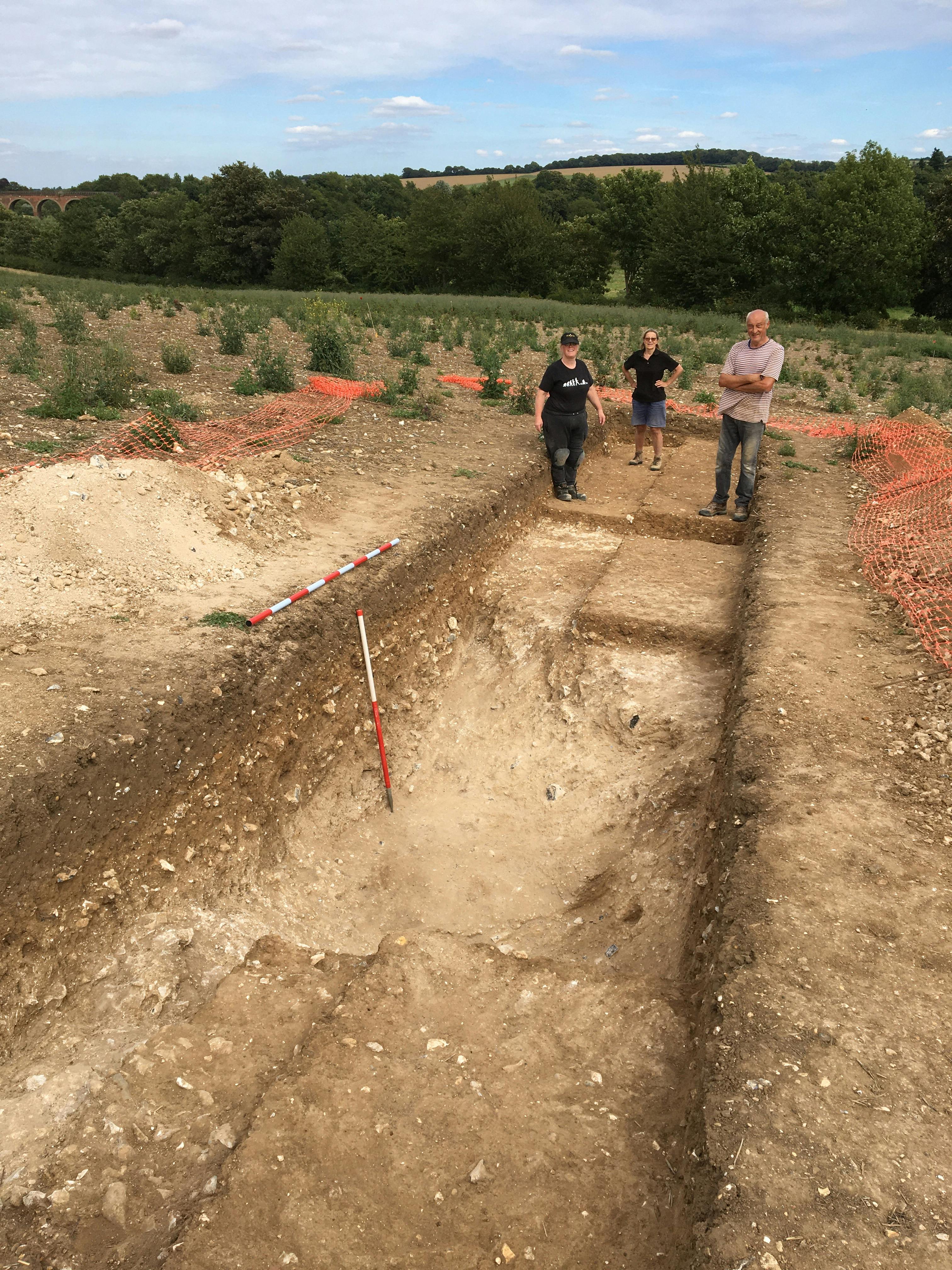 Early Roman ditch excavated at Lullingstone Villa as part of 2020 community archaeology dig