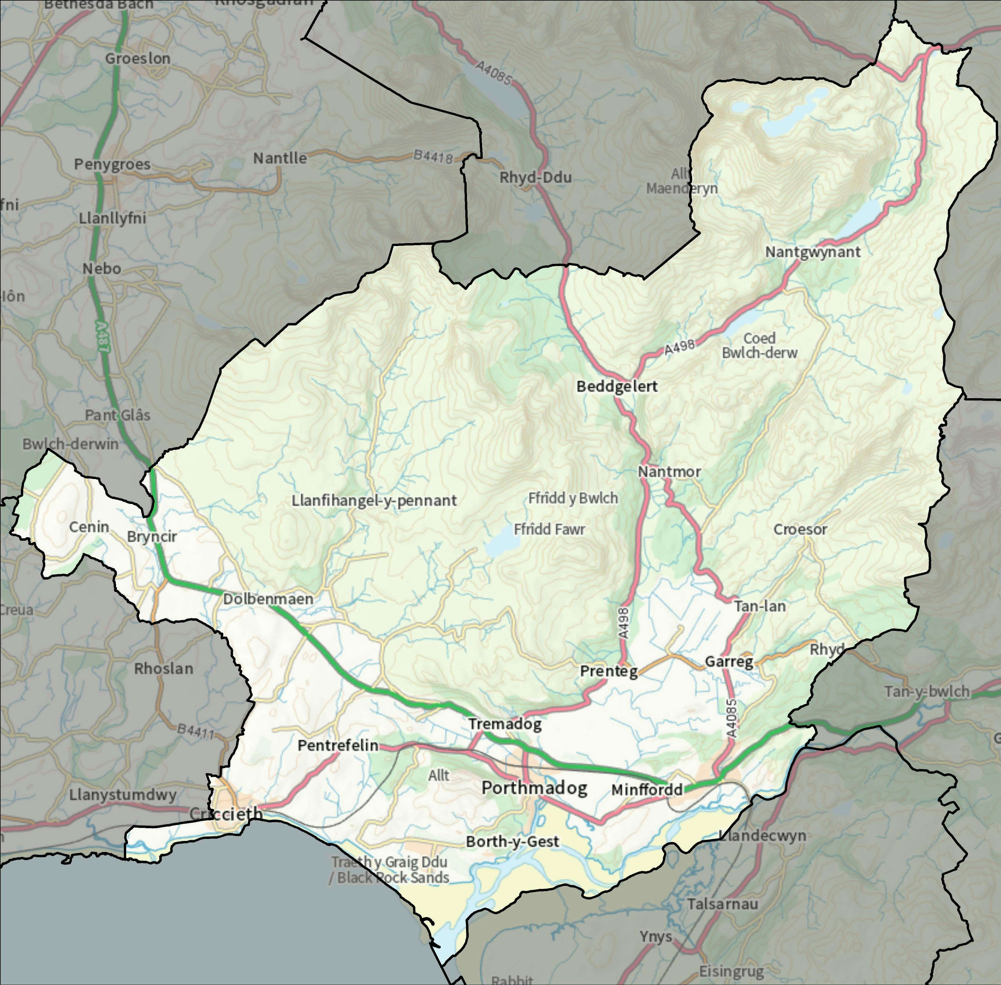 Map of Porthmadog and Penrhyndeudraeth (click on image to enlarge)