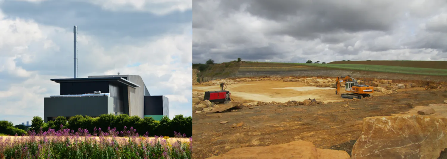 An image of the Waste plant and a quarry