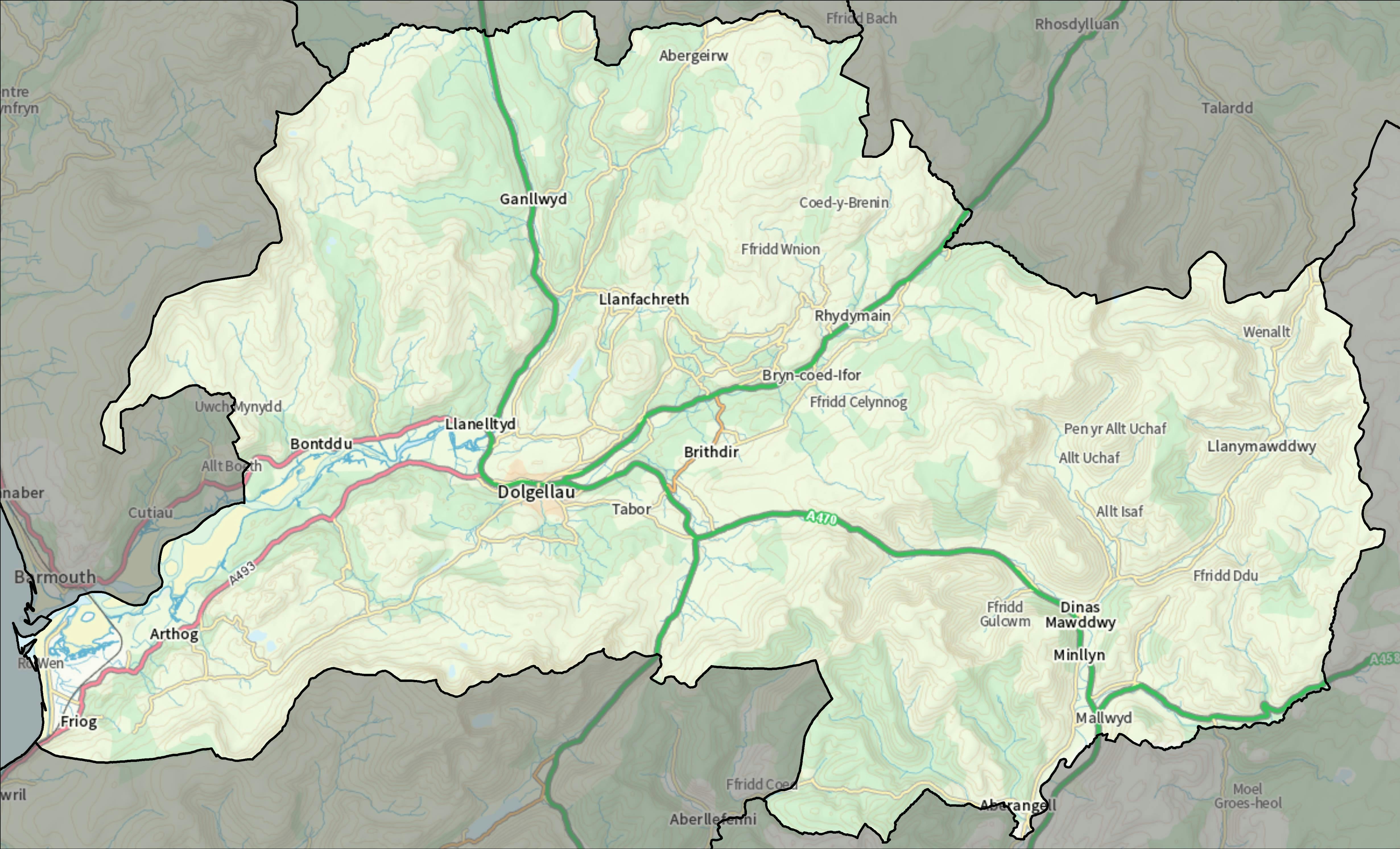 Map of Dolgellau (click on image to enlarge)