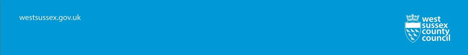 Blue and white West Sussex County Council logo.  westsussex.gov.uk