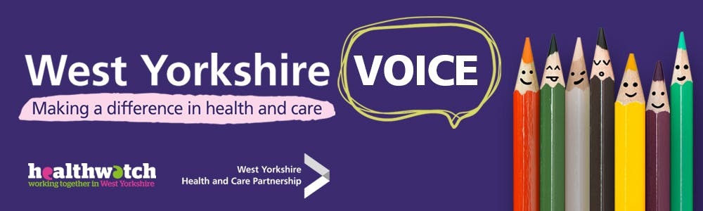 Decorative image, including logos for West Yorkshire Health and Care Partnership and Healthwatch