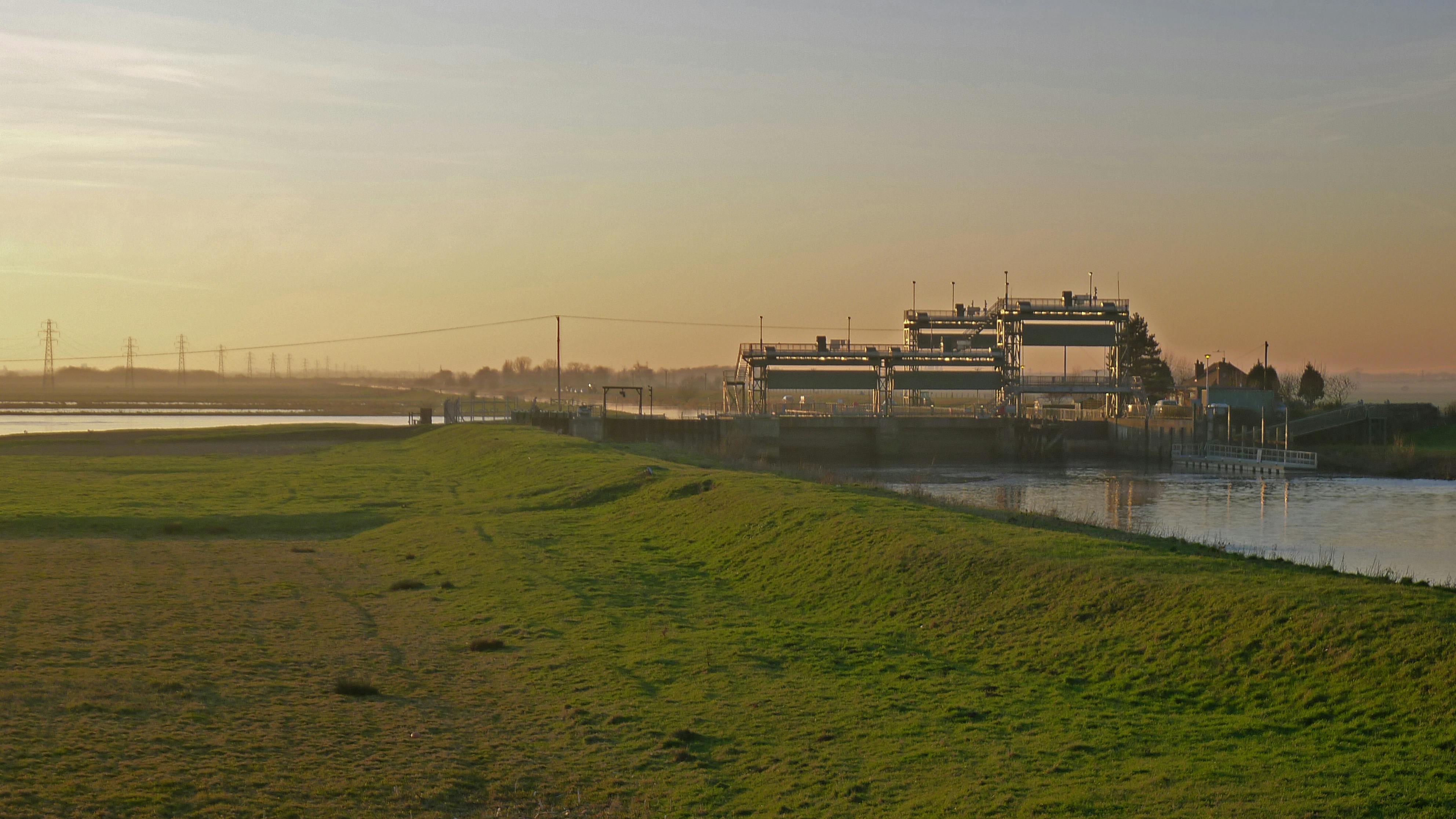 Image showing the sunrise at the Dog in a Doublet complex, along the River Nene.