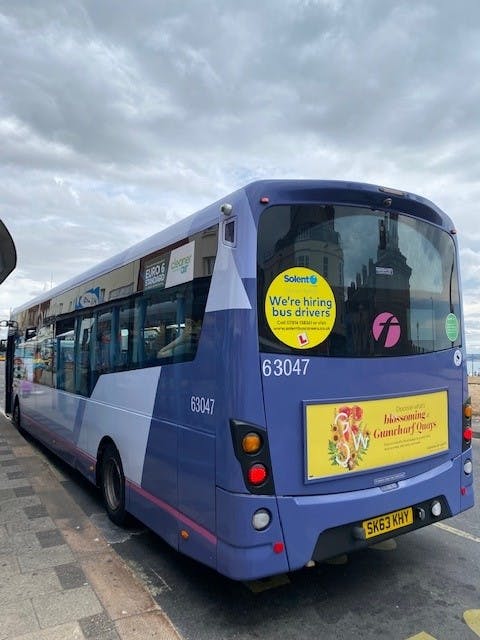 Eco-friendlier bus seen in Weymouth, July 2022.jpg