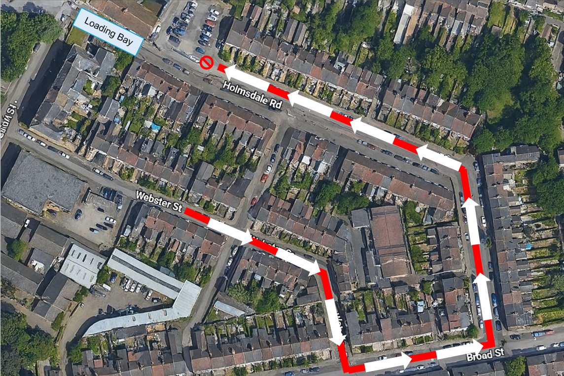 Anti clockwise - Holmsdale Road to Webster Stret