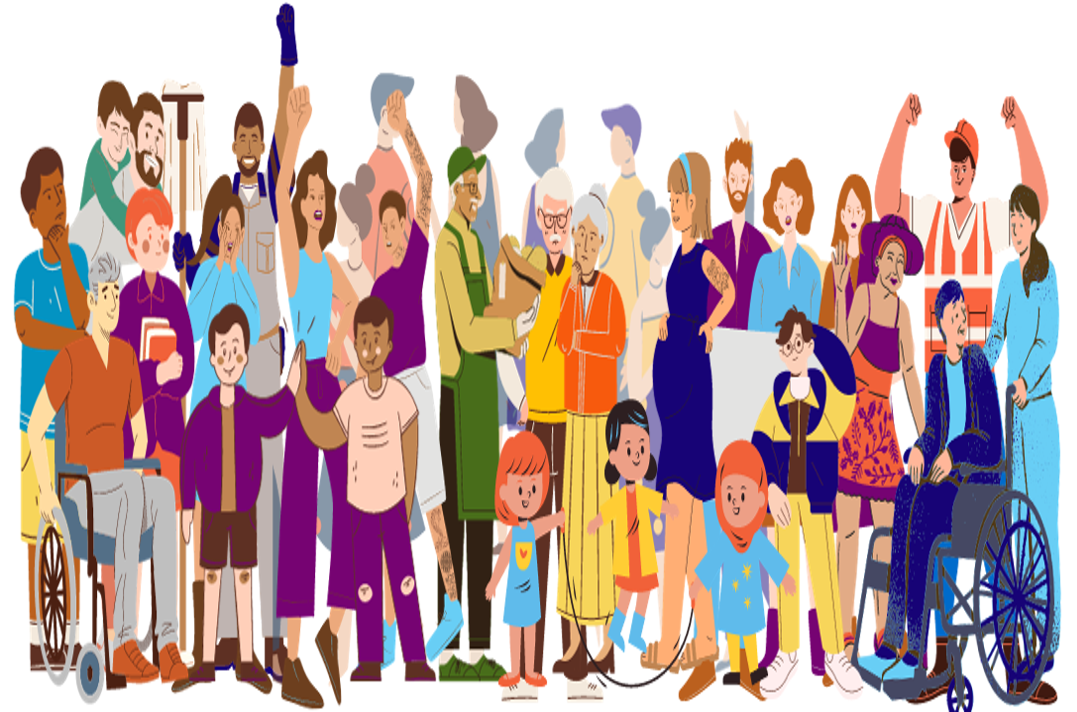 Illustration of a diverse group of people