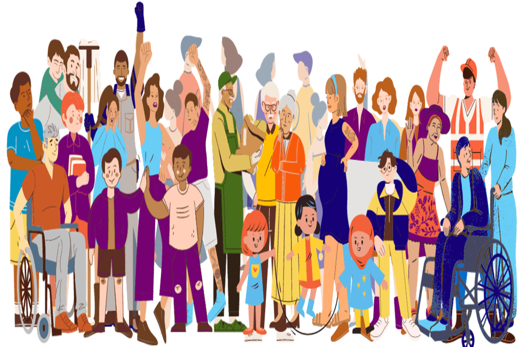 Illustration of a diverse group of people