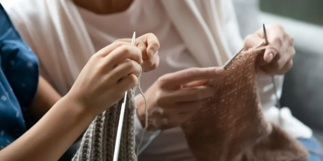 adult and child knitting