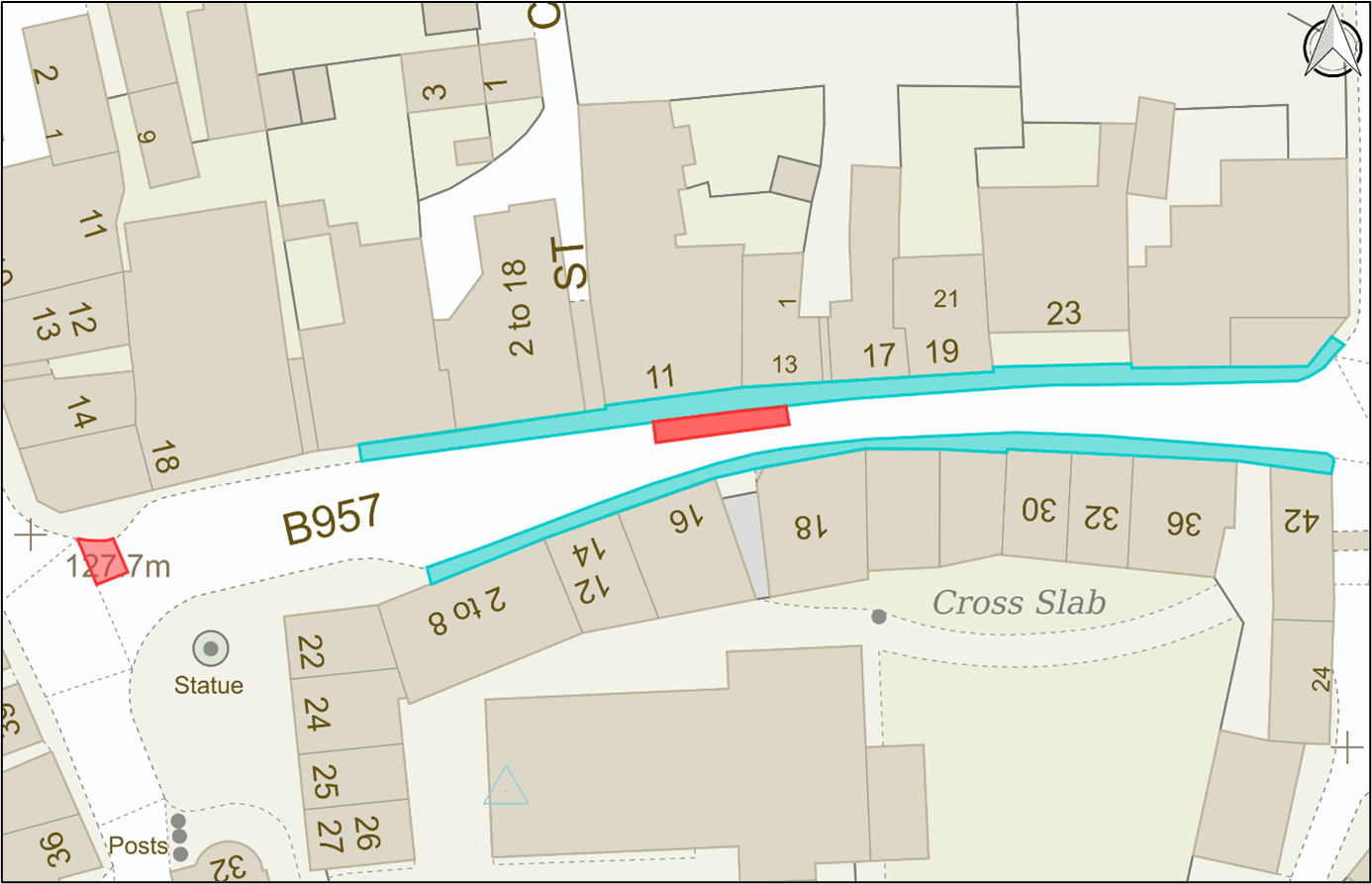 Map of roadworks at Bank Street, Kirriemuir
