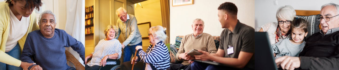 Images of a variety of older people with their family, friends and carers
