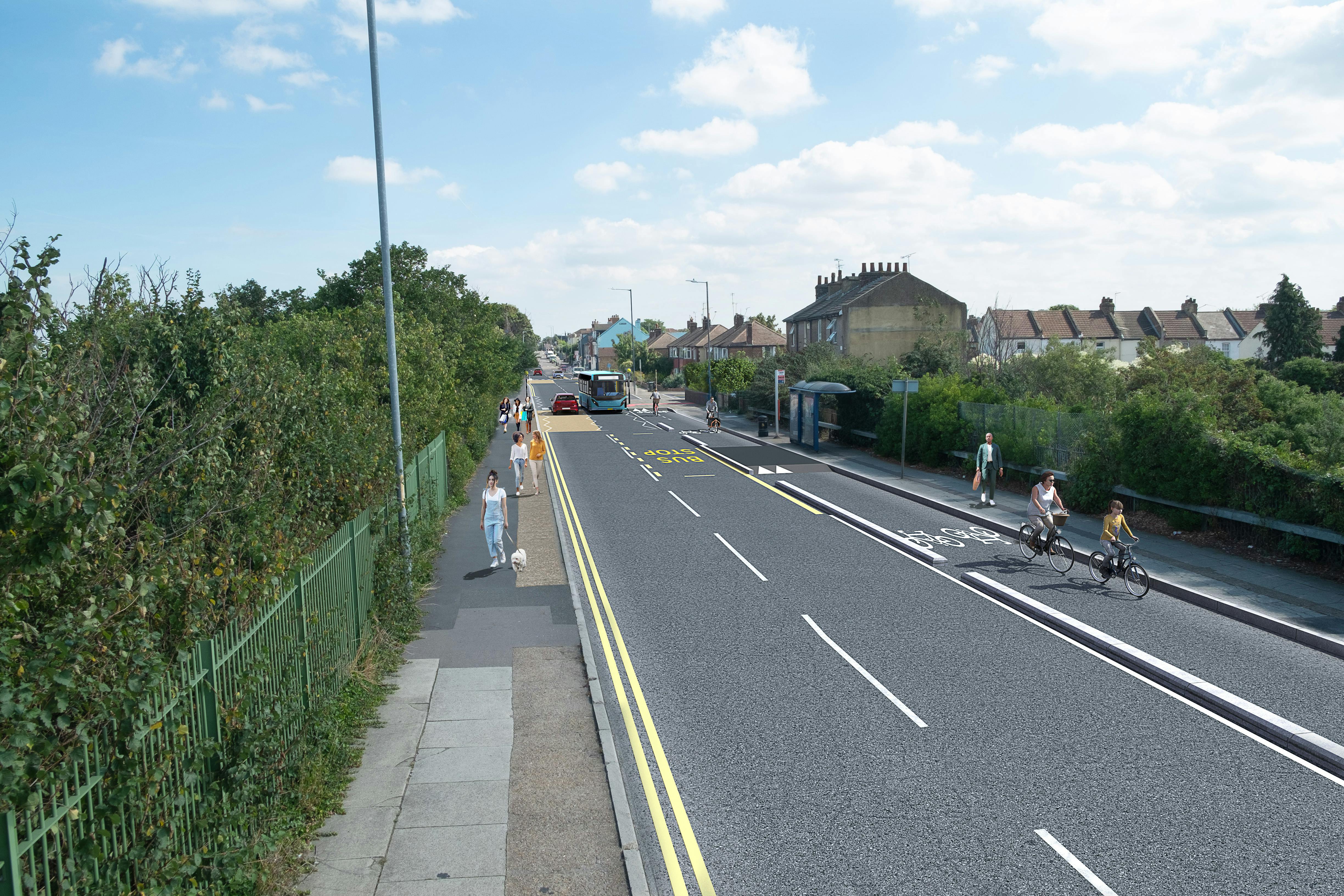  Visualisation of the proposals for the B2175 London Road looking east towards Rural Vale junction