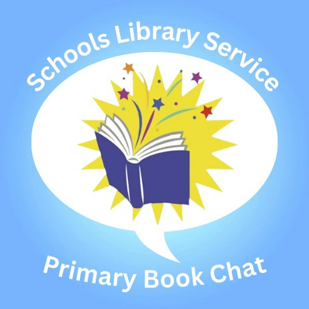 Schools Library Service Primary Book Chat logo showing a magical book.