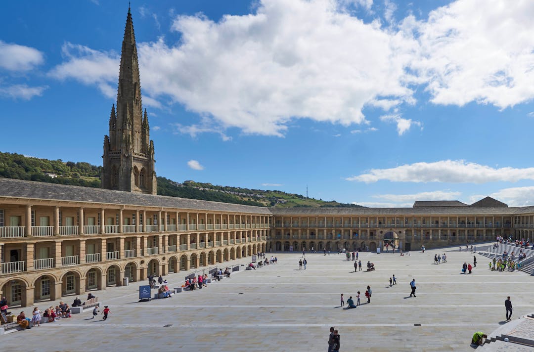 An image of the Piece Hall, a Grade I listed building in Halifax, West Yorkshire.