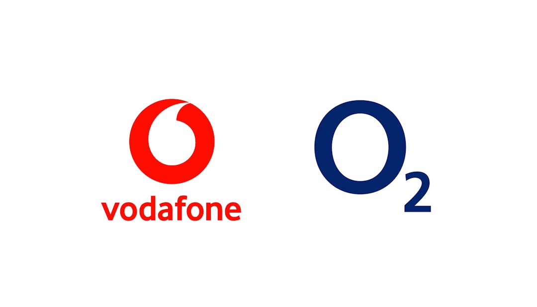 Images of the o2 and Vodafone Logos