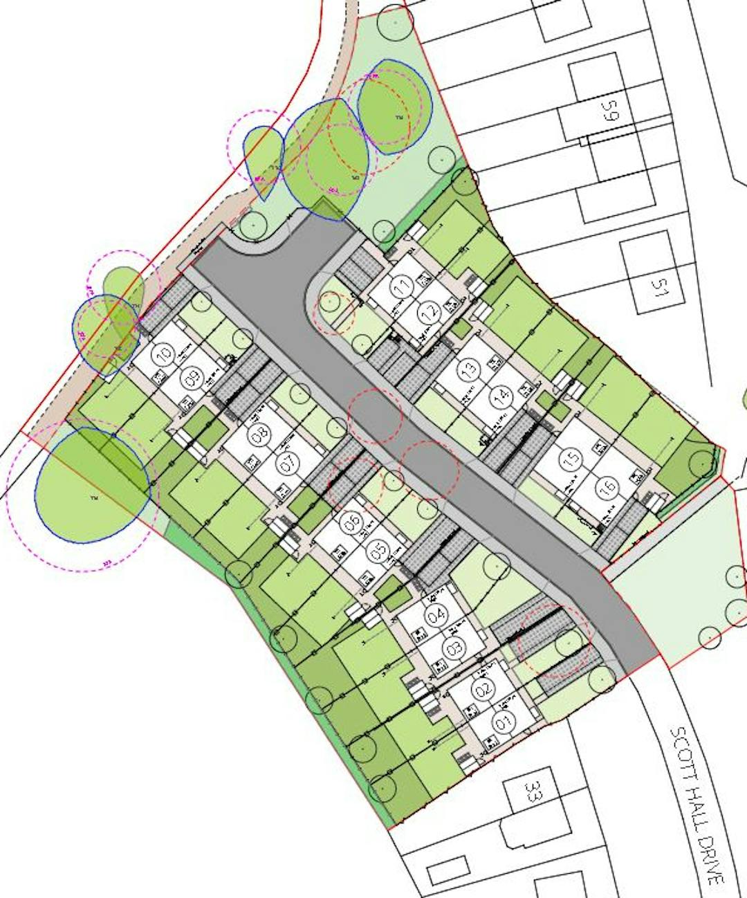 Scott Hall Drive Proposed New Council Homes: Scheme Map (May 21)