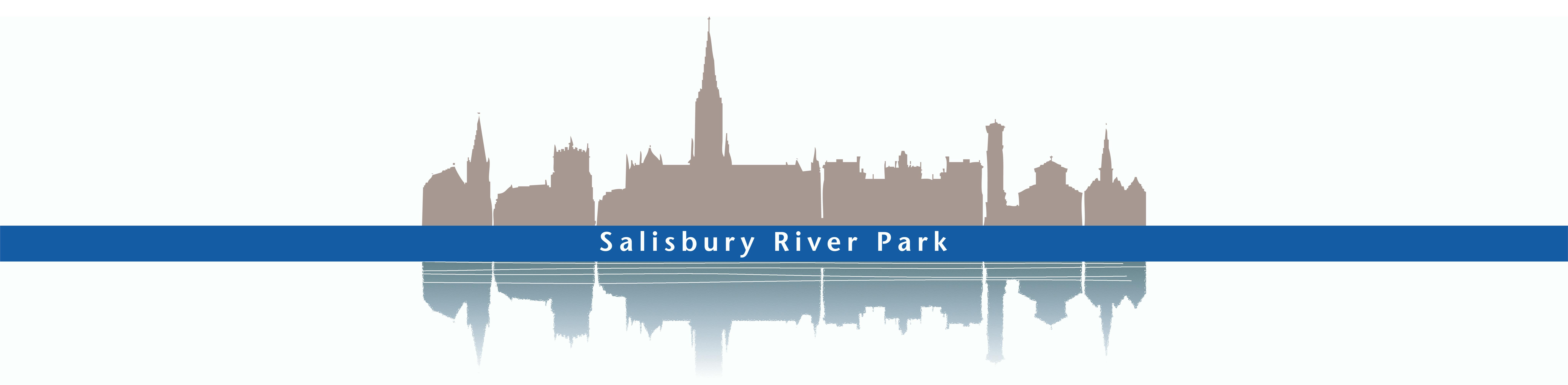 Logo - silhoutte of Salisbury's skyline and reflection on water