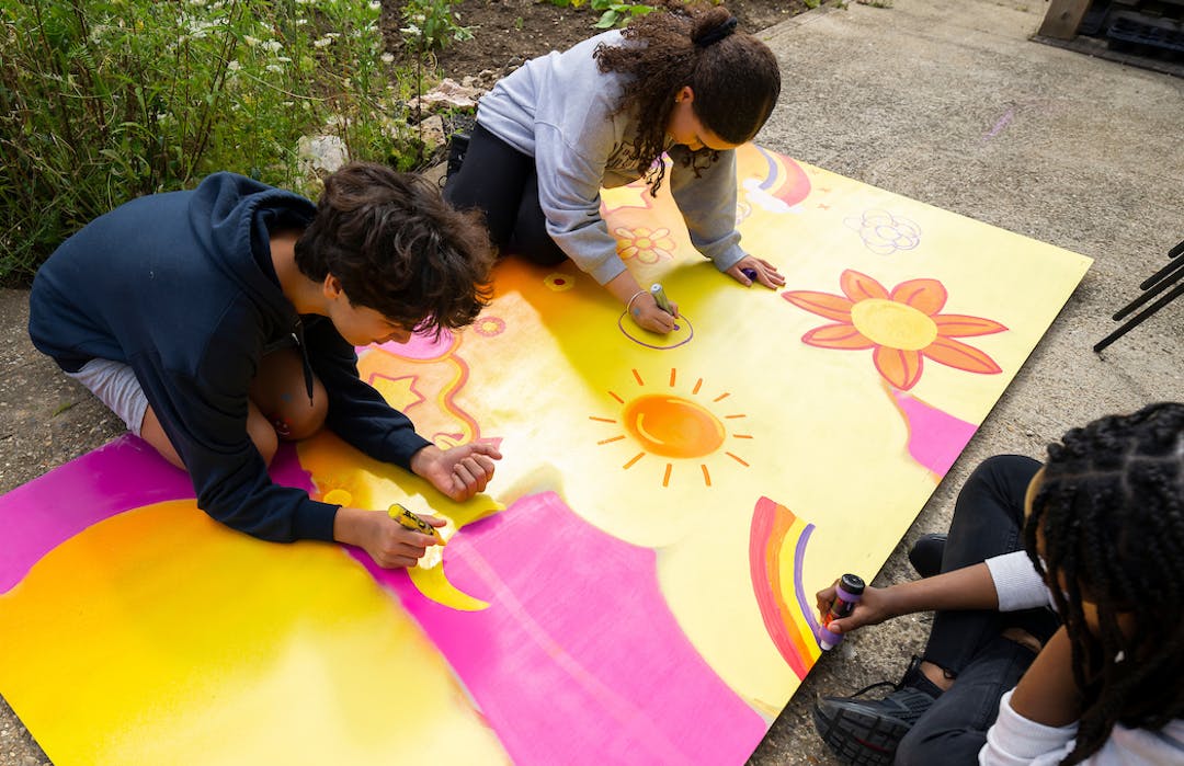 Young people doing hoarding art
