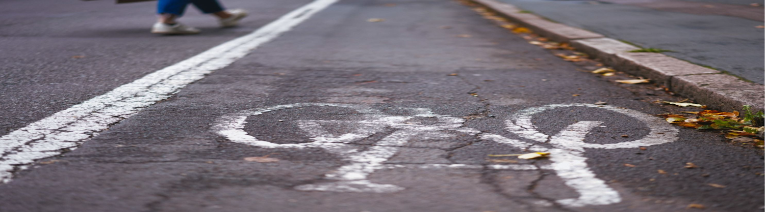Photo of cycle lane markings.