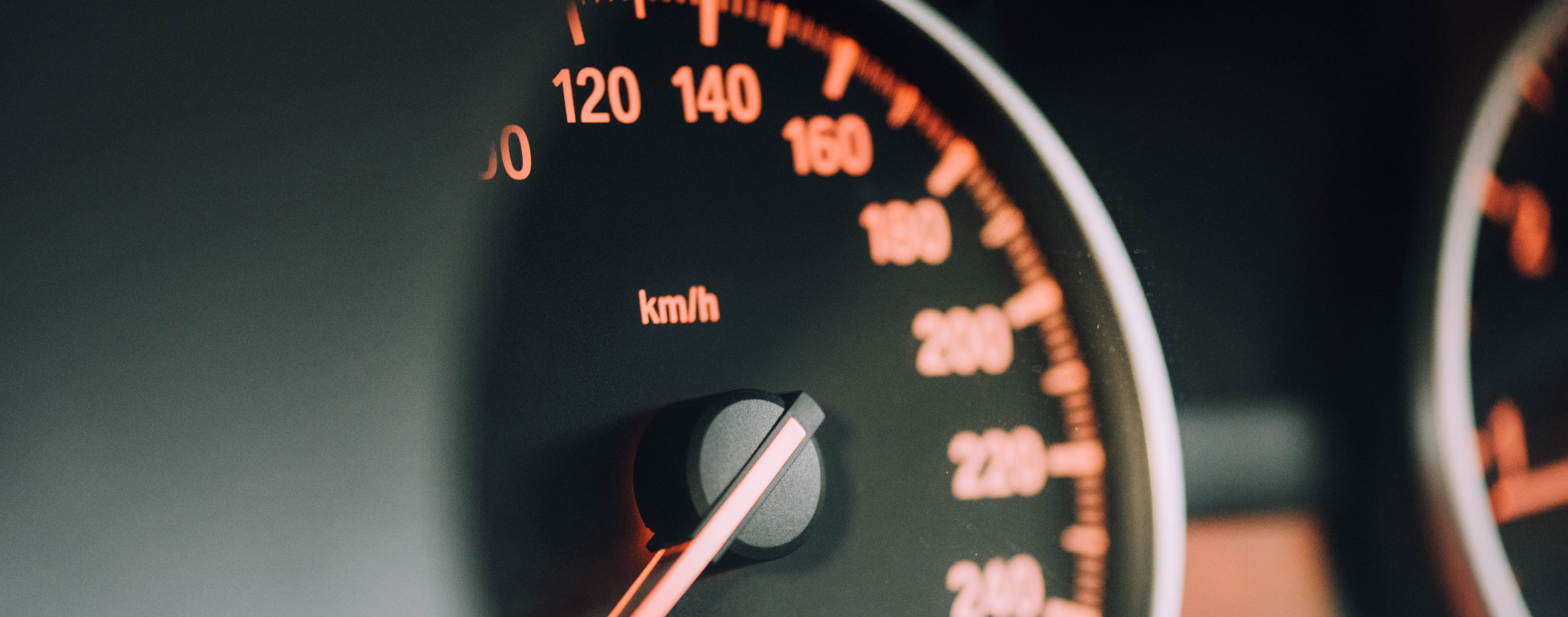 Close up of a car speedometer