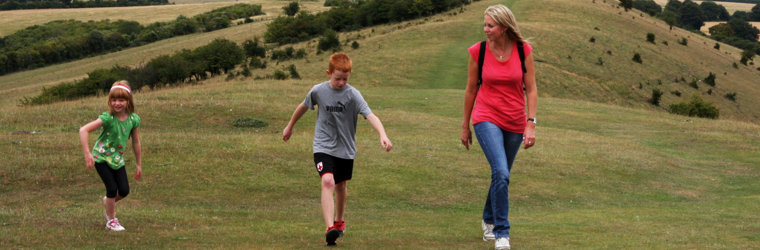 Family walking in the countryside