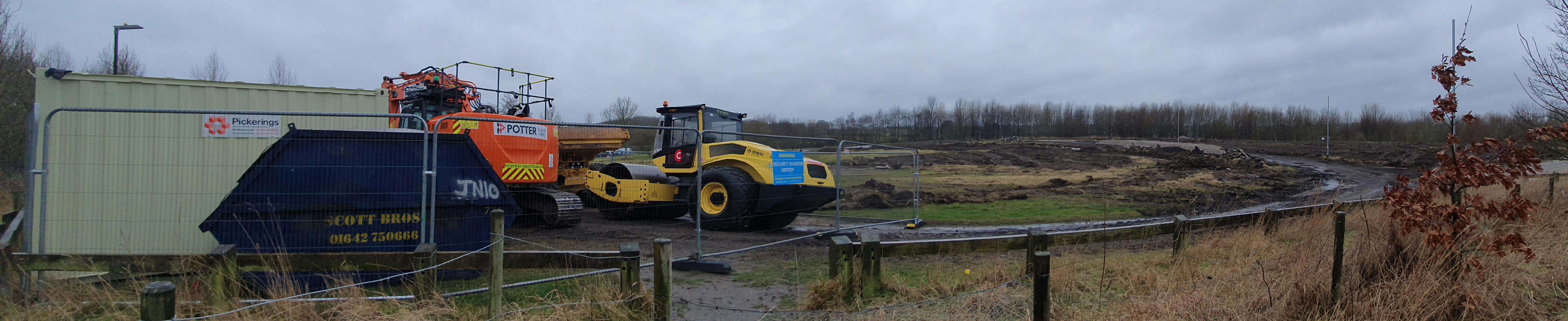 Heavy plant equipment start work constructing the new cycle track at Summerhill