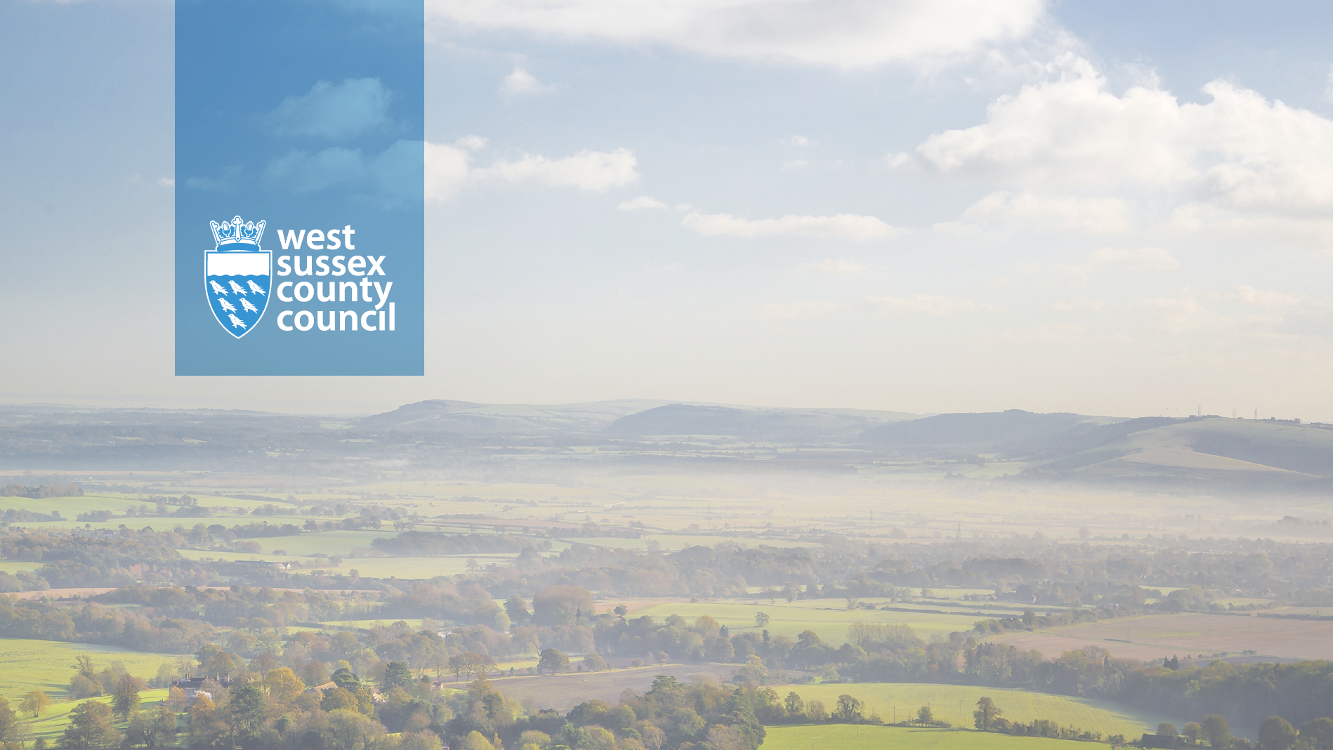 Ariel view of West Sussex County with West Sussex County Council logo