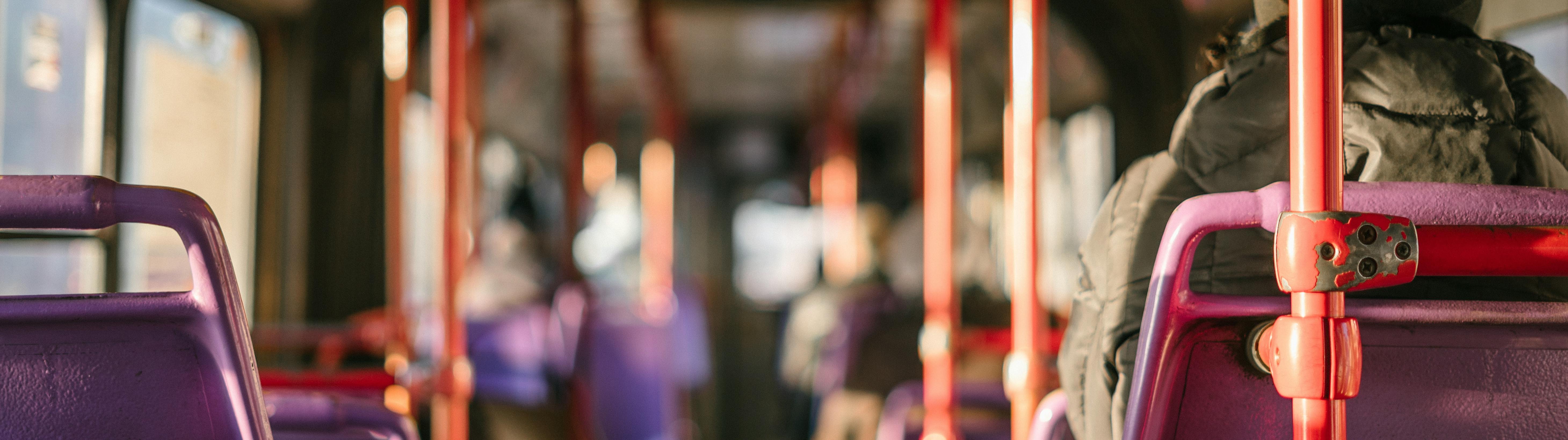 Rear view inside a bus