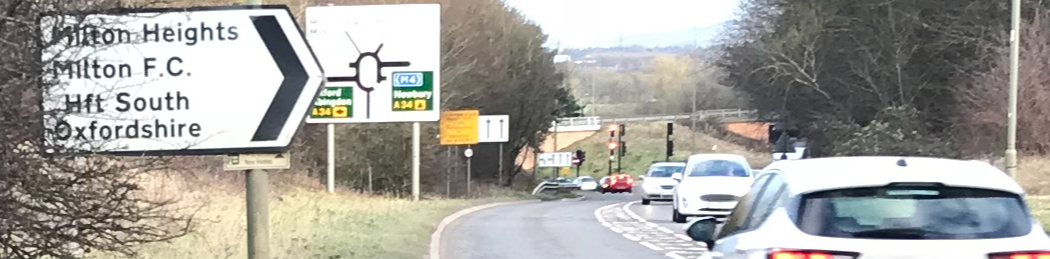 Car approaching Trenchard Avenue junction on the A4130