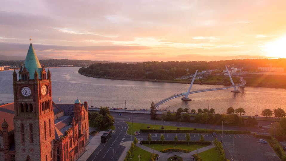 Guildhall and Peace Bridge in derry