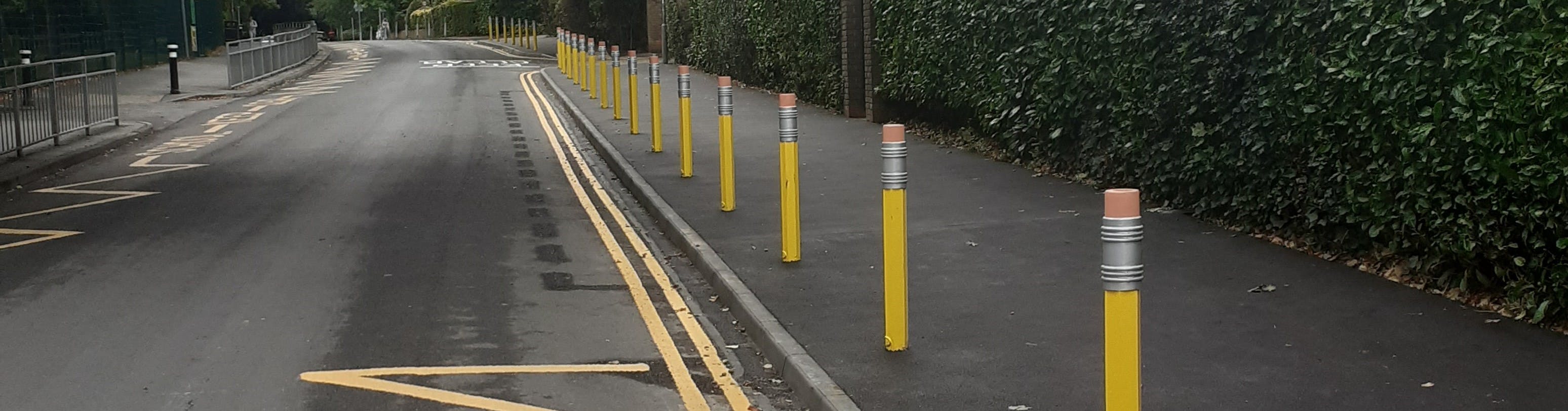 pencil bollards and widened pavements