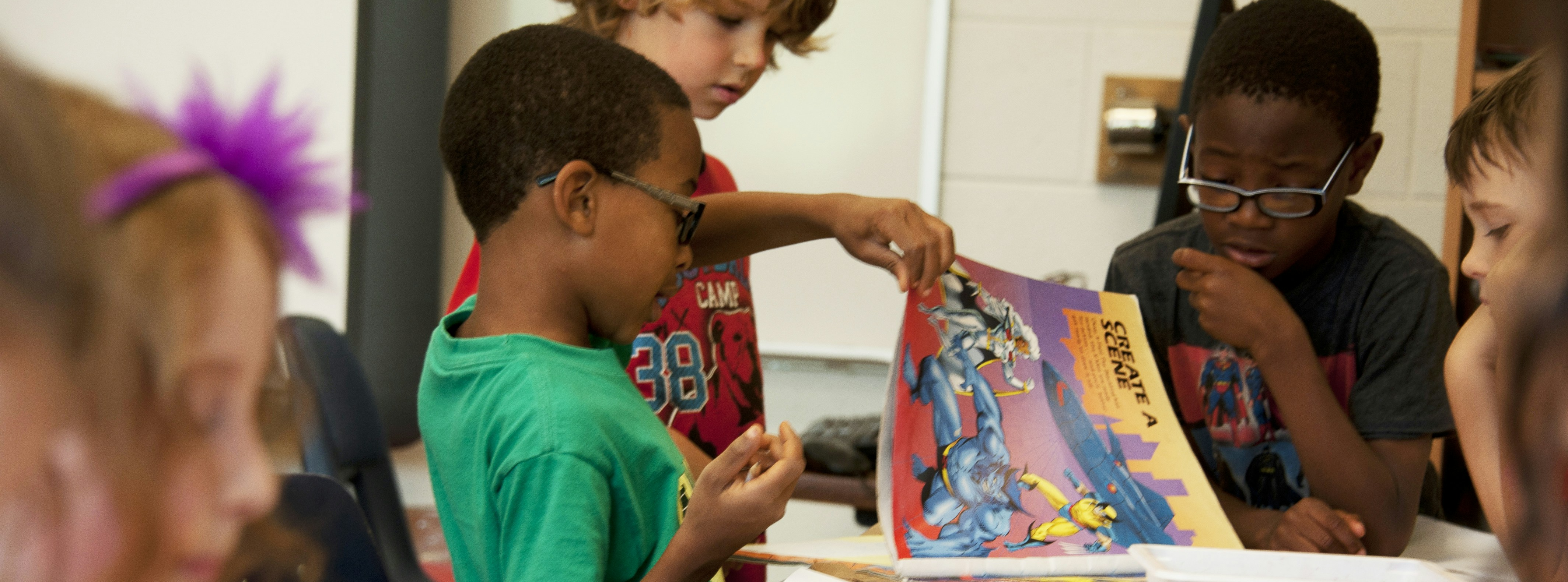 Classroom of children painting