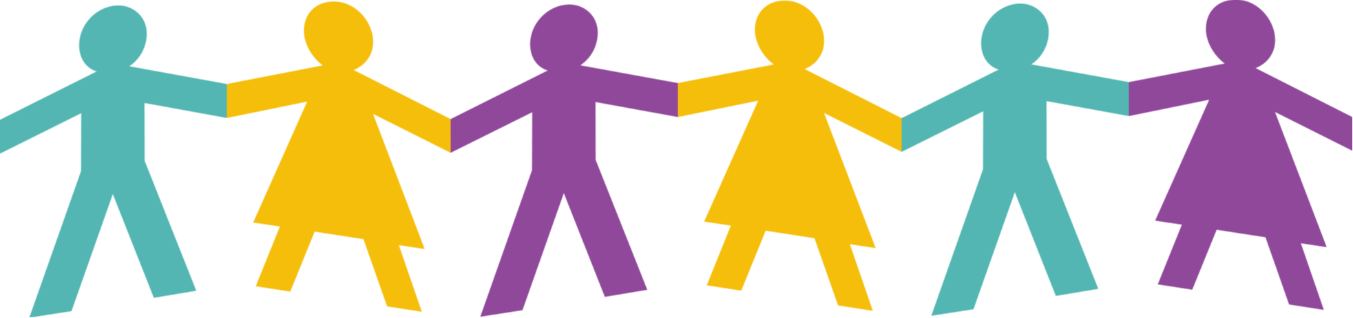 Multi coloured paper cut out people