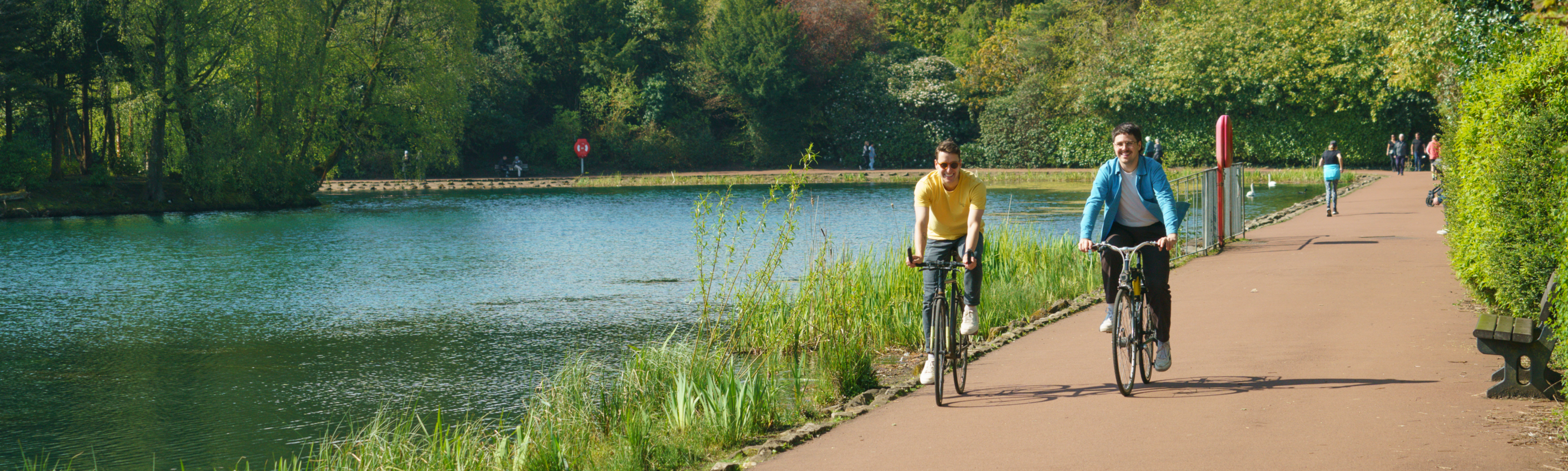 Cyclists in park