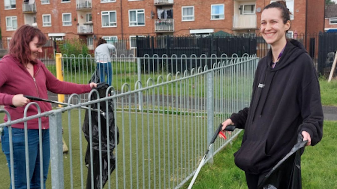 Groups of Volunteers helping at a litter pick and a community event