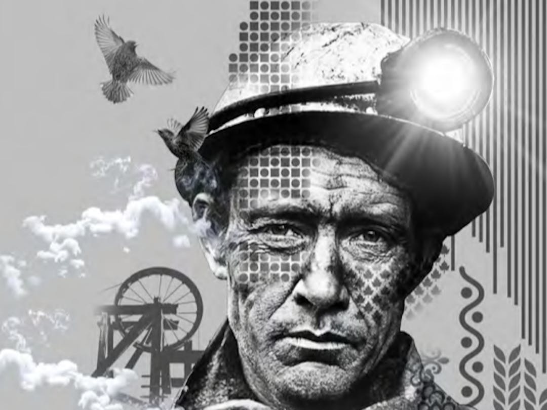 Image of Miner by Michael Corr, as proposal for gable end in Cumnock Town Centre (Glaisnock Street). 