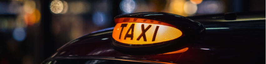 Close up of a Hackney Carriage vehicle sign