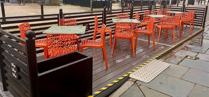 A photograph of a parklet on Humber Dock Street in Hull
