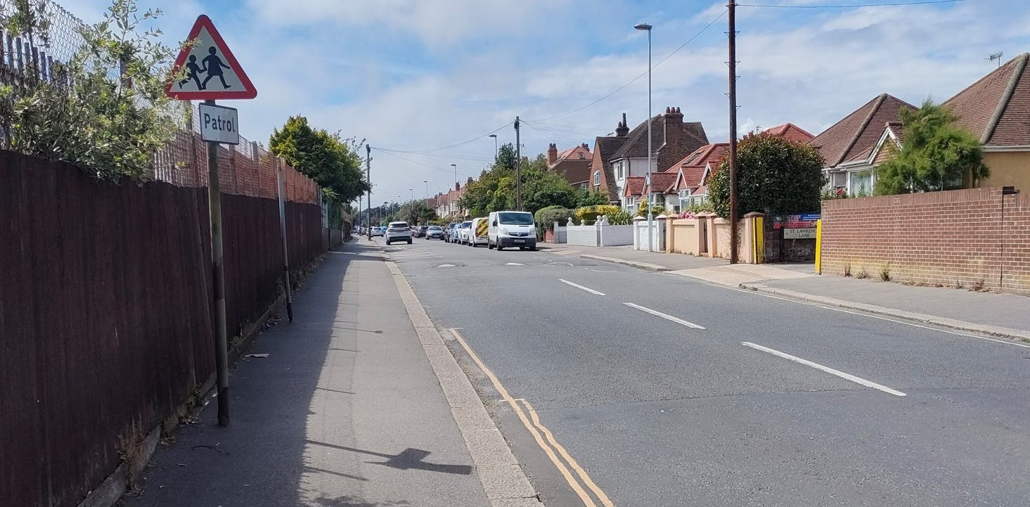 St Lawrence Road indicating site of proposed imrpovement
