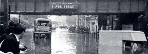 A picture of the a flooded street in Enfield