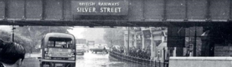A picture of the a flooded street in Enfield
