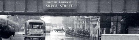 A picture of the a flooded street in Enfield